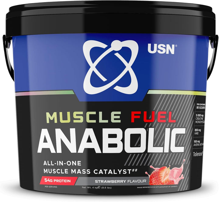 Muscle Fuel Anabolic All-In-One Muscle Mass Gainer, Banana Flavour - 2Kg, 54G Protein Powder, 5G Creatine Powder & 5G BCAA Powder for Maximum Muscle Growth, Post Workout Recovery Drink Mix