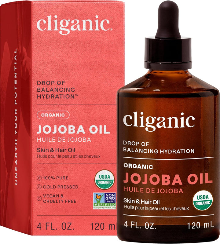 Certified Organic Moisturizing Jojoba Oil 120Ml | 100% Pure Natural Cold Pressed Unrefined, Hexane Free Carrier Oil | for Hair Face & Nails |  90 Days Warranty