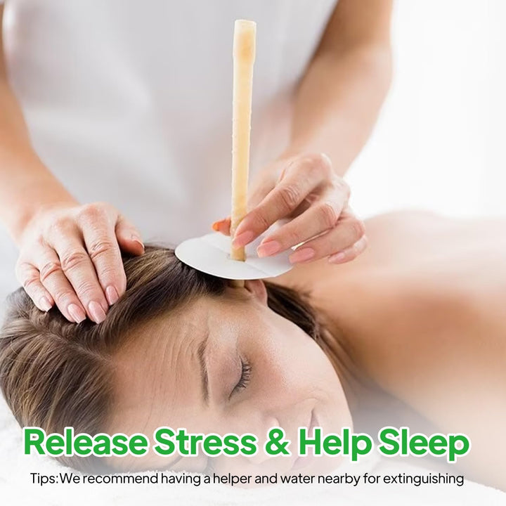 Ear Cleaner, Natural Organic Beeswax Ear Candles Kit – 10 Ear Candles with 5 Protective Discs & 10 Swabs for Safe Ear Wax Removal, Blocked Ears, and Relaxation