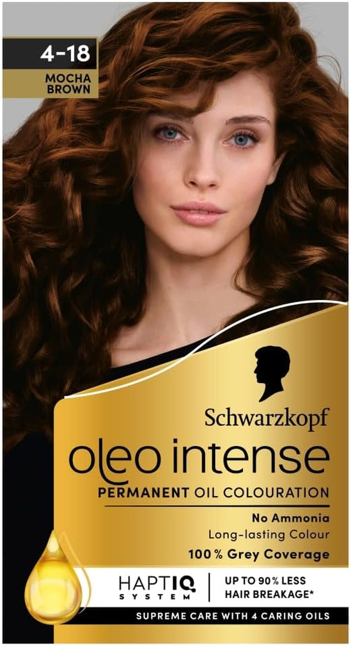 Oleo Intense Permanent Oil Colour 4-86 Chocolate Brown, 100% Grey Coverage, Conditioner with Haptiq System, Long-Lasting Colour, Ammonia Free Hair Dye