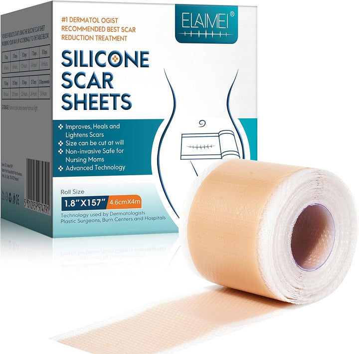 Silicone Scar Sheets, Silicone Scar Tape (1.6” X 120”Roll-3M), Scar Tape Roll Medical Silicone Easy-Tear Gel Tape Roll, Scar Removal Sheets Works on Old & New Scars, Scar Treatment Sheets