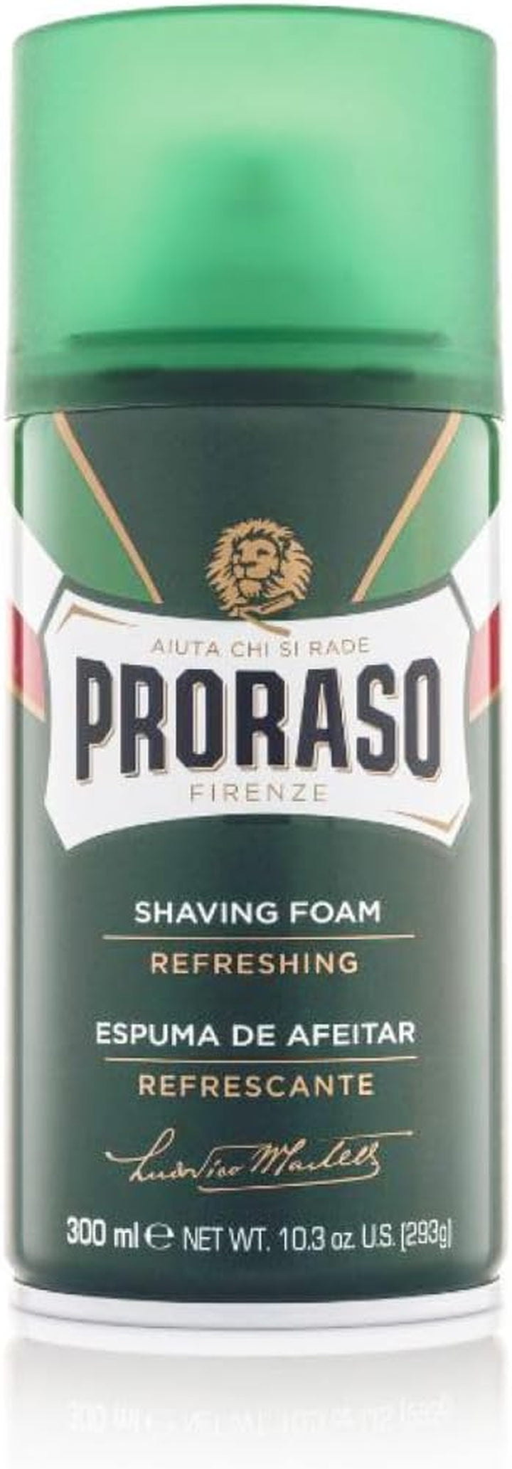 Shaving Foam, 300Ml, Refreshing and Toning Shaving Foam with Eucalyptus Oil and Menthol, Made in Italy, Green