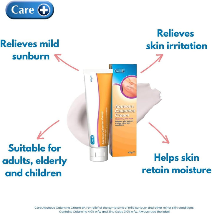 Aqueous Calamine Cream Sunburn Relief Soothing Itch Relief Cream Itchy Skin Relief for Adults & Children TLC for Dry Skin and Other Minor Skin Conditions 100G 1 Pack