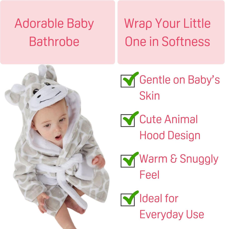 Baby Town Boys Girls Infants Unisex Soft Plush Flannel Fleece Hooded Bath Robe Dressing Gown Sizes 0-24 Months