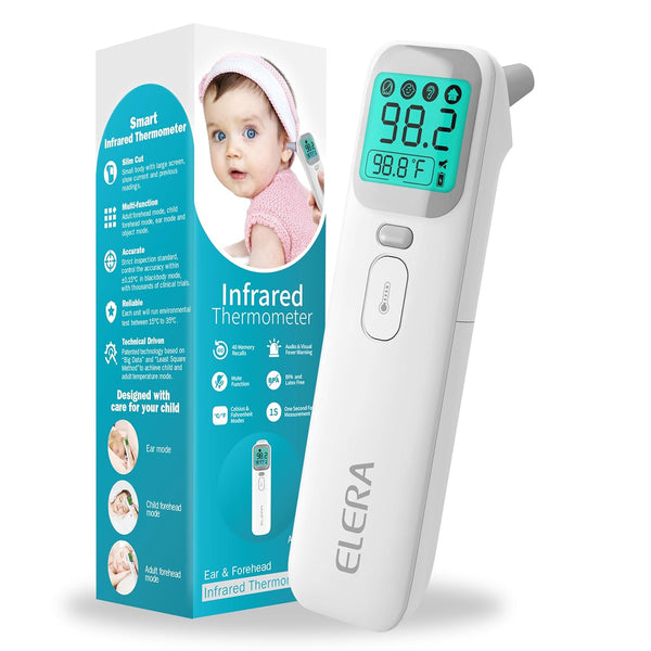 Ear Thermometer for Kids, Baby Thermometer with Forehead and Ear Mode for Adults, Infant, Kids and Toddler, Touchless and 1 Second Reading with Fever Alarm and Mute Function