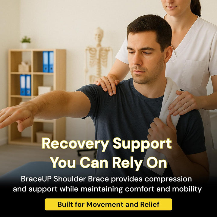 Shoulder Support- Adjustable Shoulder Brace with Ice Pad Pocket for Men and Women, Relief for Shoulder Injuries and Tendonitis - One Size