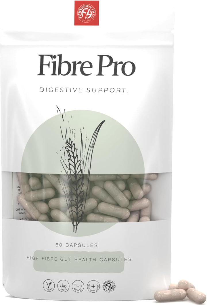 Fibre Pro Complex Capsules - Inulin Powder - Husk Powder - Lactobacillus Acidophilus for Digestive System - Supplement 60 Capsules