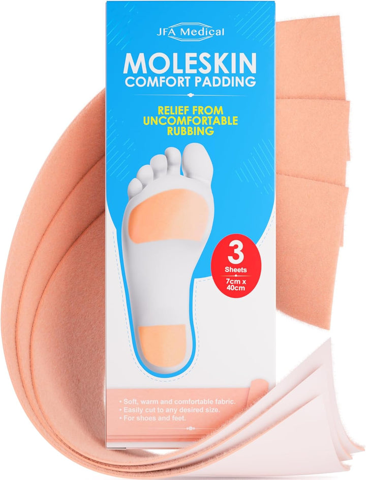 Moleskin Comfort Padding Tape for Feet 7Cm X 40Cm - Box of 3