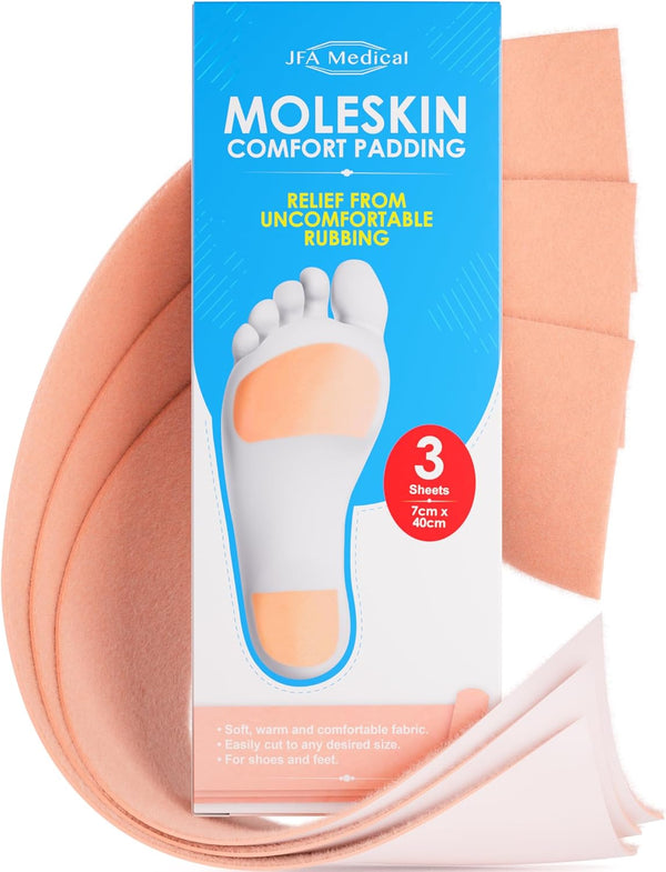 Moleskin Comfort Padding Tape for Feet 7Cm X 40Cm - Box of 3