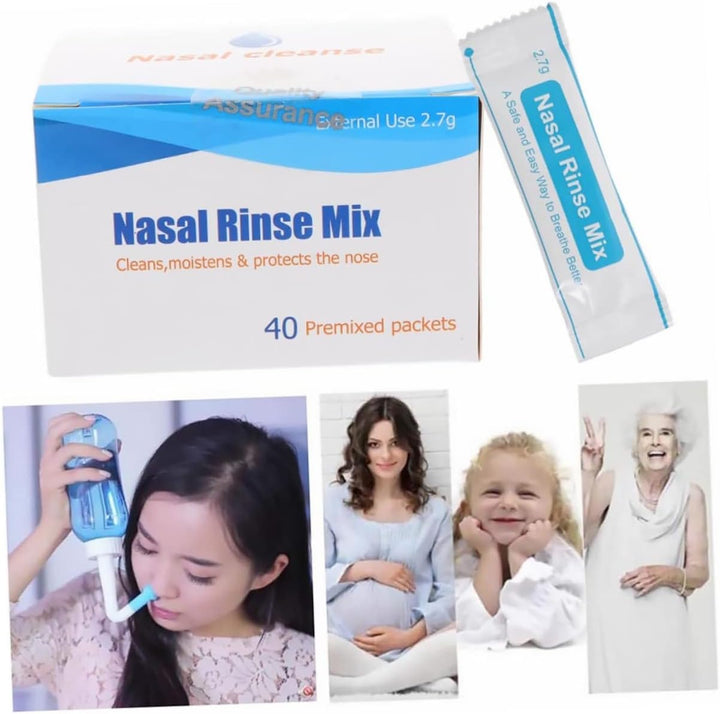 Nasal Cleaning Salt Packets 80Pcs 2.7G Physiological Saline Iodine-Free Fast Dissolving Nasal Cavity Protector for Sinus Relief and Blocked Nose Care