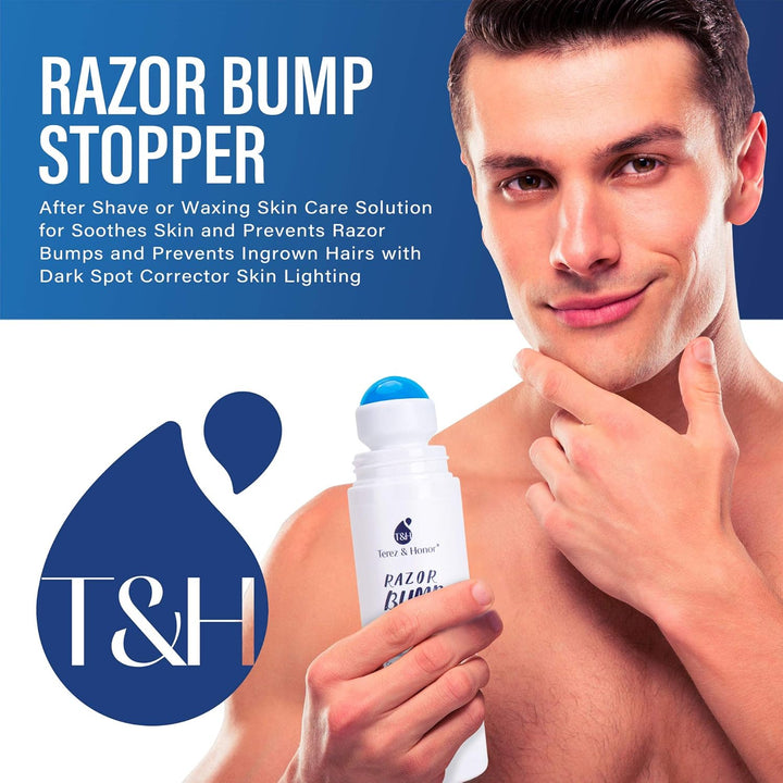 Razor Bump and Ingrown Hairs Serum - after Shave Solution Roll-On for Ingrown Hairs, Razor Burns and Razor Bumps for Men and Women