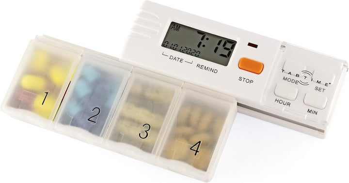 Pill Dispenser with 4 Alarms, Extra Large Compartments, Automatic Reminder