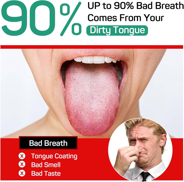 Tongue Scraper (2 Pack), Tongue Cleaner Cure Bad Breath, Tongue Cleaners Stainless Steel, Metal Tongue Scrapers for Adults Fresher Breath in Seconds