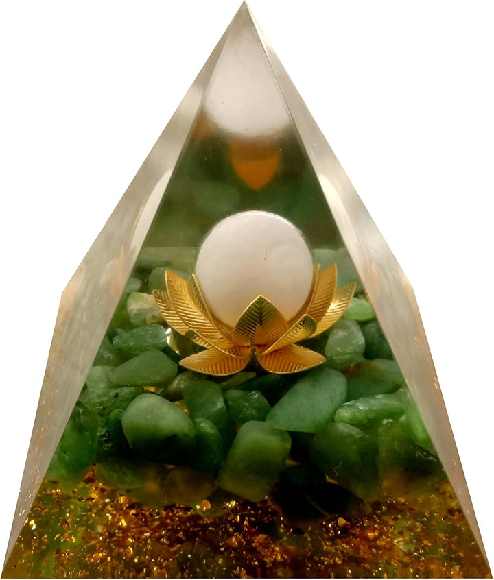 Moonstone Crystals Orgone Pyramid, Amethyst Crystal Nature Reiki Chakra Crystals and Gemstones Gifts for Friend Orgonite Pyramid Crystal Healing Spiritual Gifts for Women (6Cm)