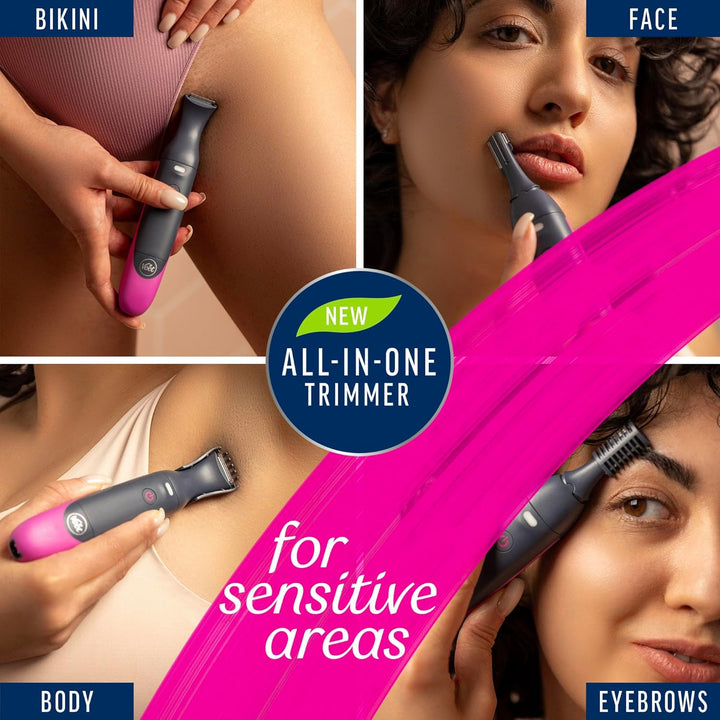 Expert Electric All-In-One Trimmer, Women Hair Removal Device Bikini, Face & Eyebrows Multi-Use, USB Charging & Accessories Rechargeable, 100Percent Waterproof, Designed for Wet & Dry Use