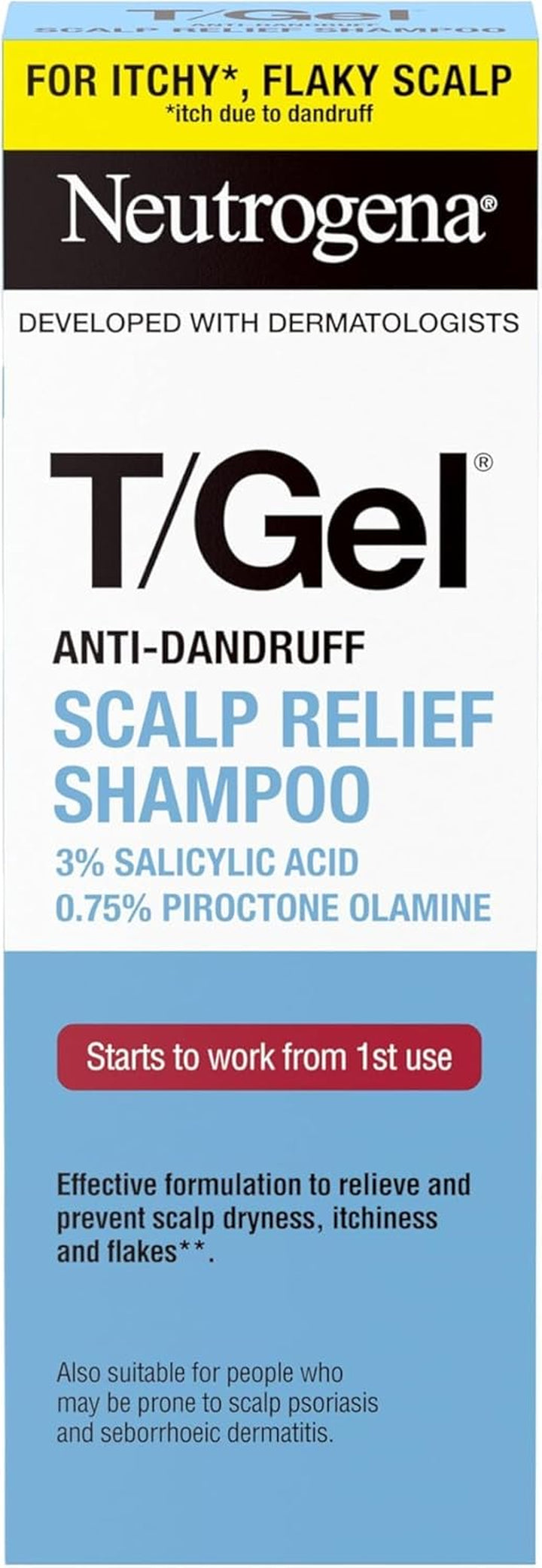 T/Gel Scalp Relief Anti-Dandruff Shampoo (150Ml) with 3% Salicylic Acid, Suitable for Those Prone to Scalp Psoriasis and Seborrhoeic Dermatitis
