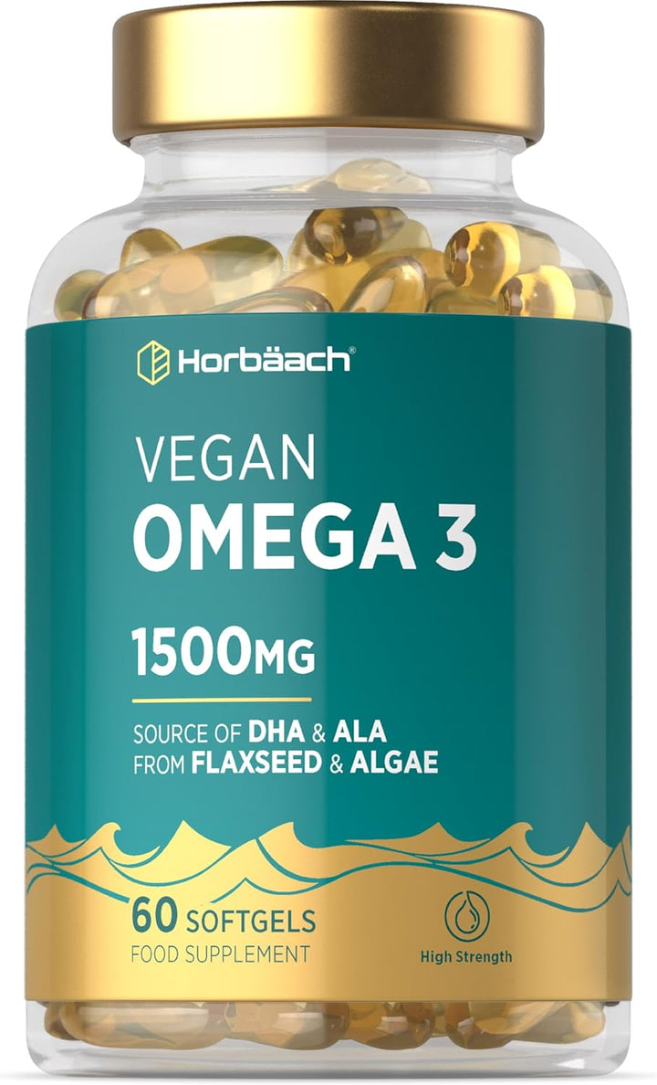 Vegan Omega 3 DHA from Algae Oil 1500Mg | 60 Softgels | High Strength 450Mg of ALA and 240Mg of DHA per Serving | by