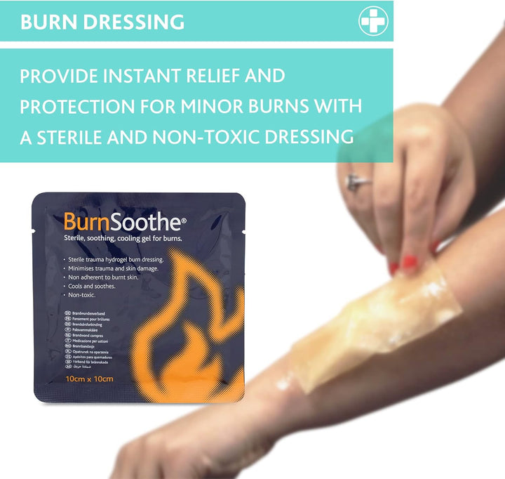 Cooling Gel Immediate Dressing for Burns in First Aid Sterile Burns Soothing, Non-Adherent, Non-Toxic, Minimize Trauma and Skin Damage, 10 Cm X 10 Cm, (Pack of 10)