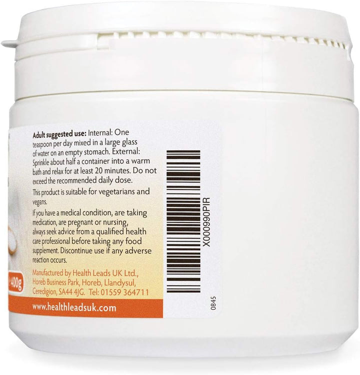 Pure, Food Grade Epsom Salts, Magnesium Sulphate, Vegan, Non-Gmo, Widely Used to Help Relax Aching and Tired Muscles after Sports and Exercise, Resealable Container, Easy to Use (400G)