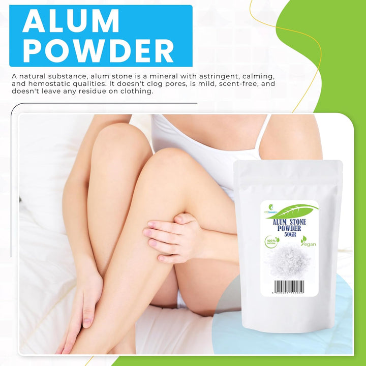 Alum Powder (Potassium Alum) – 50 Gr - 100% Natural | Ideal for Formulating Deodorants, Body Care and Aftershave Products.