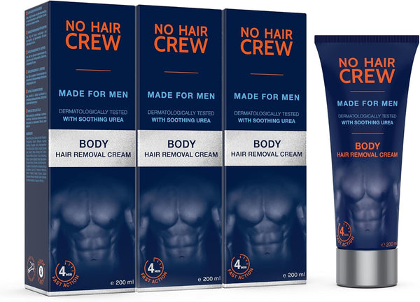 Body Hair Removal Cream for Men Pack of 3 (3 X 200 Ml) – for Chest, Back and Underarms – Gentle and Effective Depilation without Cuts or Razor Burn