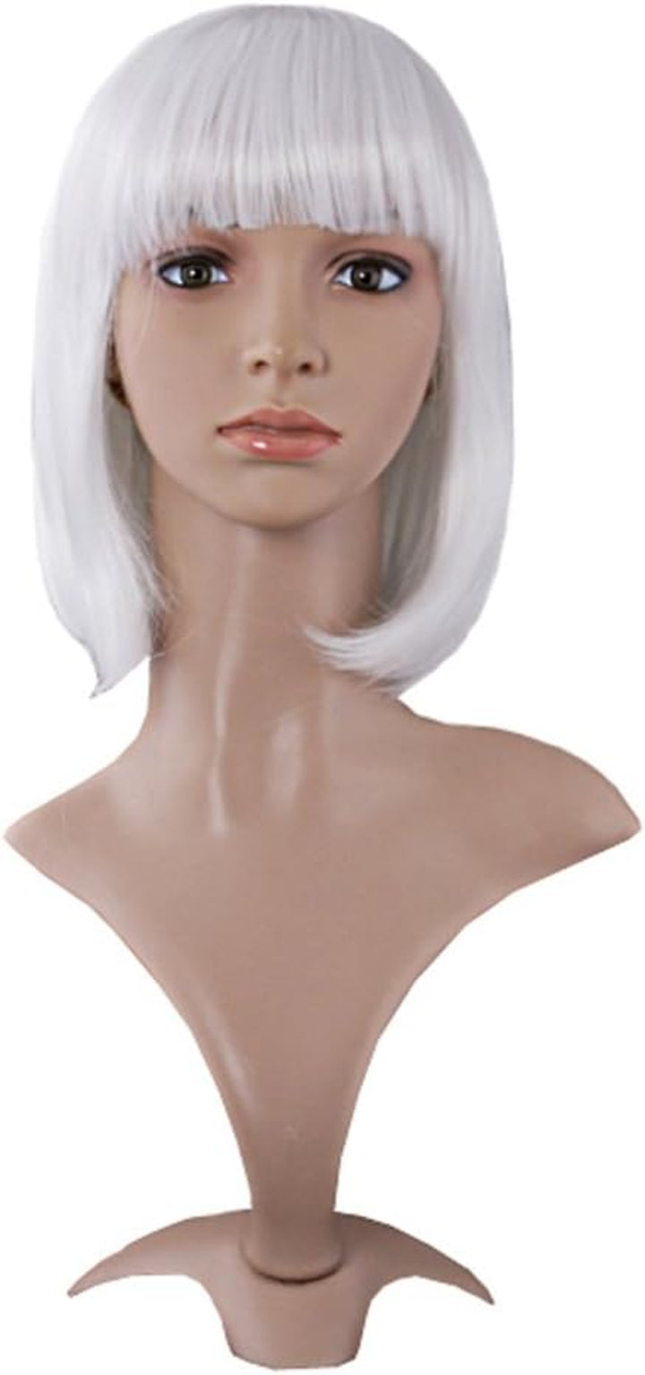 Natural Short Straight New Wigs Flat Bangs Wigs-Black-Ladies