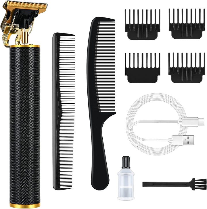 Cordless Hair Clippers for Men - Electric Beard Trimmer Set, Waterproof Detail Beard Shaver, T-Blade Trimmer Grooming Kit with 4 Guide Combs and 2 Hair Combs