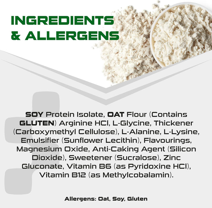 Pro-V Gain - 100% Vegan Vanilla Flavour Soy Protein Powder Isolate + B12 + Magnesium - Muscle Growth & Maintenance - Sugar Free, Non-Gmo - 2.2KG (49 Servings) 34G of Protein per Serving