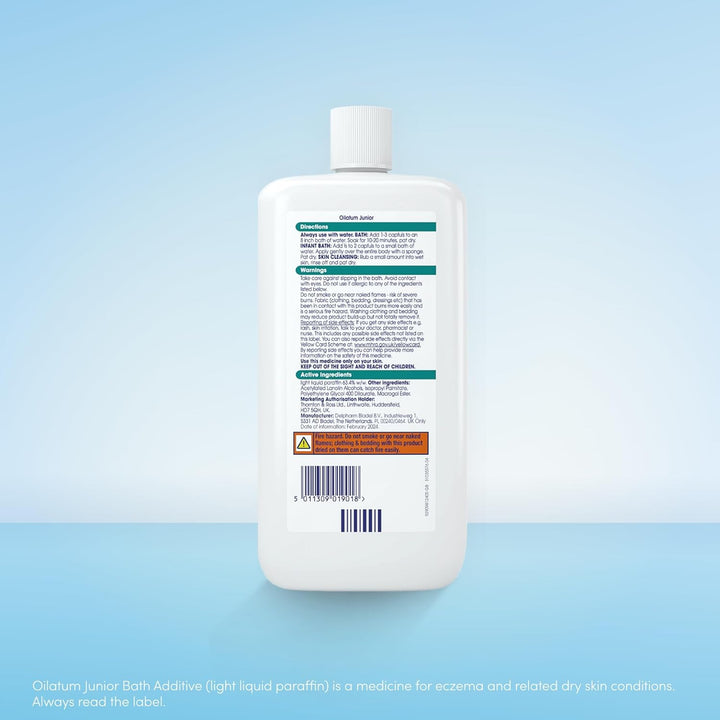 Junior, Treatment for Eczema & Dry Skin Conditions, Bath Additive, Protects Skin from Moisture Loss, Fragrance Free, Suitable for Babies & Children, 1 X 600Ml