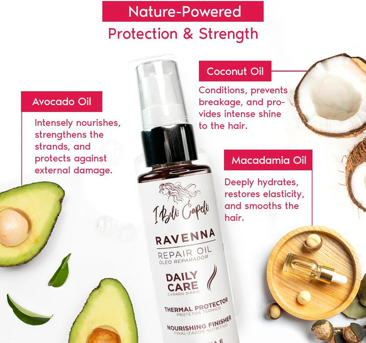 Ravenna Hair Straightening Kit – Repair Hair B-Tox & Repair Oil – Anti-Frizz, Intense Hydration, Shine – Formaldehyde-Free – B-Otox Hair Treament for All Hair Types (2-Pack)