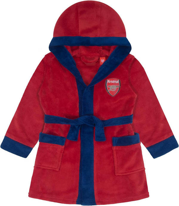 Arsenal FC Baby Dressing Gown Toddler Robe Hooded Fleece OFFICIAL Gift