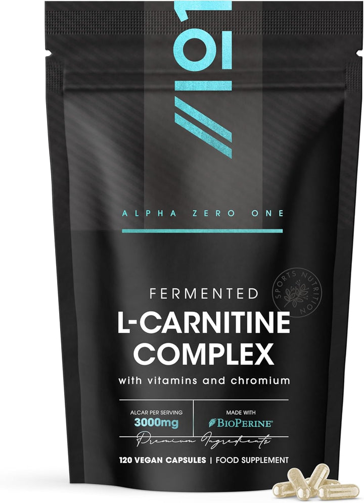 L-Carnitine 3000Mg with Bioperine - 120 Vegan Capsules - Energy & Metabolism Support - High Strength Acetyl L-Carnitine Complex (1 Month Supply) by