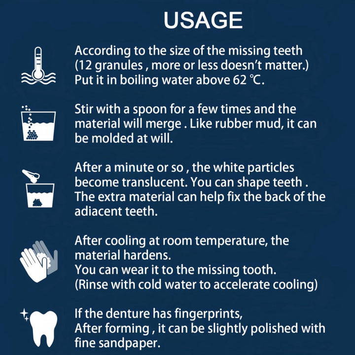 Temporary Tooth Filling Repair Kit – Fix Missing or Broken Teeth Easily - Includes 4 Dental Tools & Moldable False Teeth for Quick Filling Replacement - Denture Repair Kit, Easy to Use