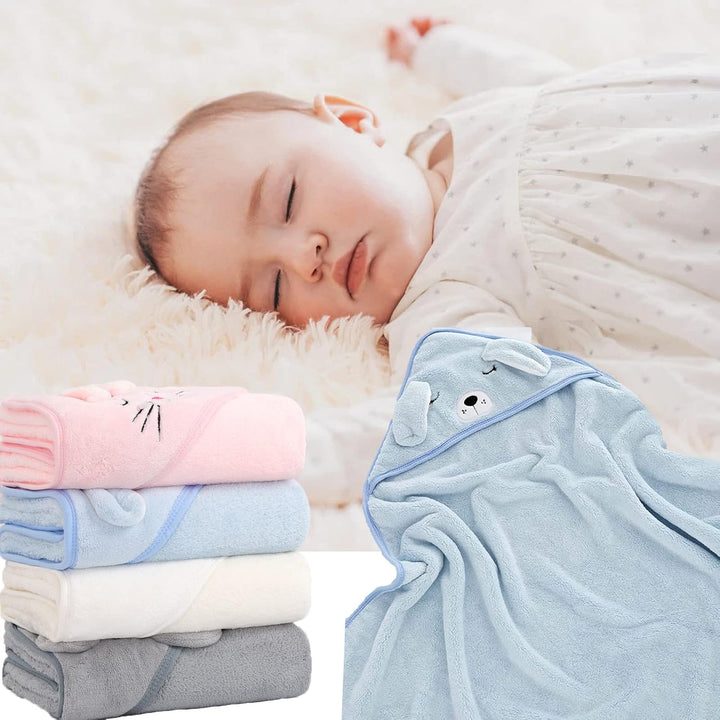 Hooded Baby Towel, Baby Bath Towels with Hood,Unique Animal Design Baby Towel with Hood Soft Absorbent Baby Bath Towels, for Newborn Baby Boy and Girl (White)