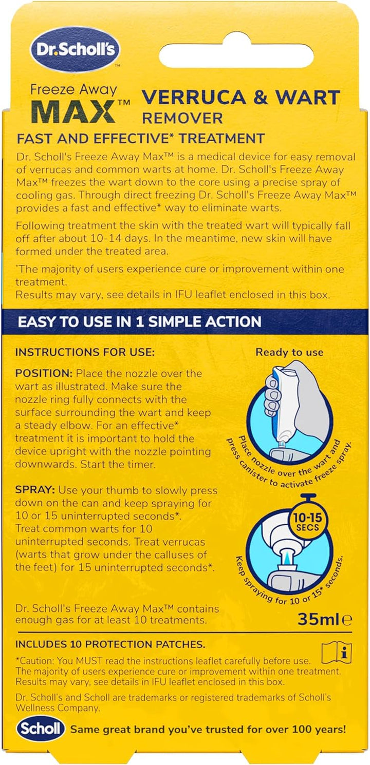 Freeze Away Max Verruca and Wart Remover for Hands and Feet - as Fast as 10 Seconds to Treat Warts and Verrucas, Safe for Children Aged 4 and Above