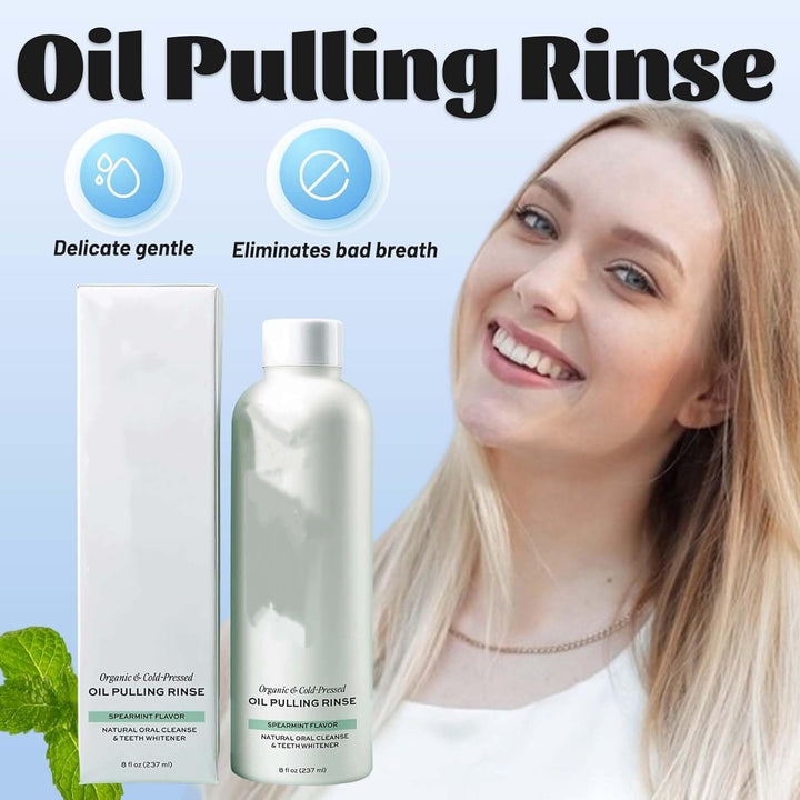 Oil Pulling Rinse, Spearmint Oils Pullings Rinse, Natural Oral Cleanse & Fresh Breath, Remove Yellow Stains and Brighten Teeth
