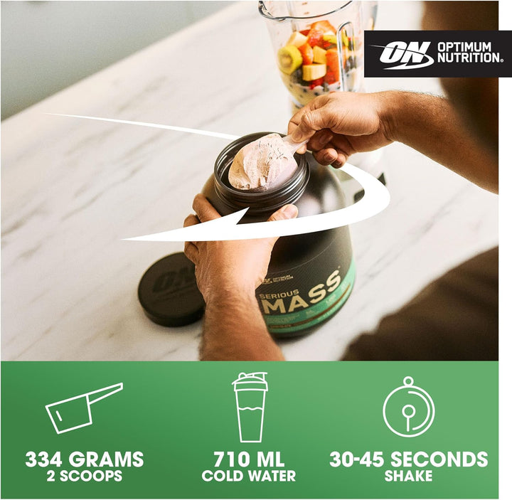 Serious Mass Protein Powder High Calorie Mass Gainer with Vitamins, Creatine and Glutamine, Vanilla, 8 Servings, 2.73 Kg, Packaging May Vary