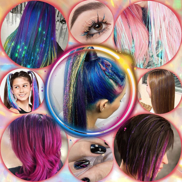 Hair Tinsel Kit (48 Inch,12 Colors, 3000 Strands), Fairy Tinsel Hair Extensions with Tools - Glitter Hair Tinsel Kit Heat Resistant Accessories for Girls Women Kids Christmas New Year