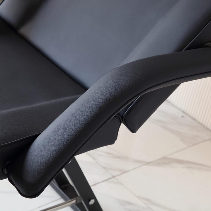 Beauty Bed with Stool Massage Table with Head Cushion 3 Section Adjustable Beauty Bed Professional Tattoo SPA Salon Chair (Black)