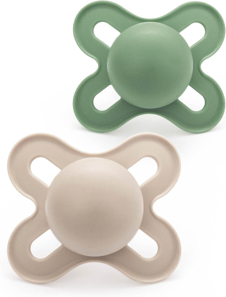 Original Start Soothers | 0-2 Months | 2 Pack | Newborn Dummies | Comes in Dummy Steriliser Case | Sustainable Materials | Baby Accessories for Newborn | Cream (Various Designs)
