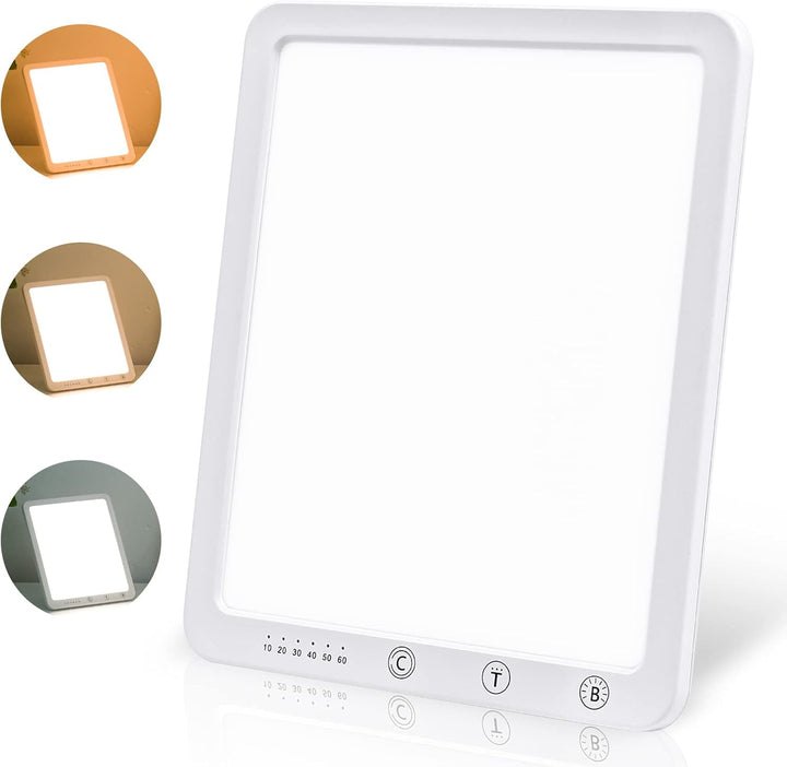 SAD Therapy Lamp, Slim Light Box for Effective SAD Light Therapy, 10,000 Lux Daylight Therapy Lights with Timer, Uv-Free & Full Spectrum, White