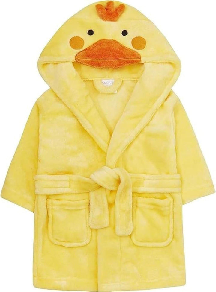 Baby Town Boys Girls Infants Unisex Soft Plush Flannel Fleece Hooded Bath Robe Dressing Gown Sizes 0-24 Months