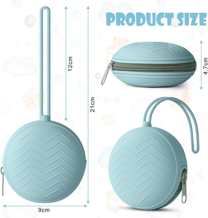 Dummy Holder Set, 2PCS Silicone Dummy Case, Portable Soother Pods for Travel, Home (Green/Blue)