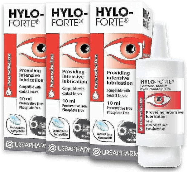 HYLO Forte - Triple Pack - Preservative Free Lubricating Eye Drops - for Treatment of Severe and Persistant Dry Eyes - 3X10Ml