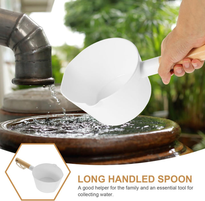 Wooden Water Scoop Long Handle Bath Dipper Water Ladle Scoop for Efficient Transfer in Bathroom Sauna and Garden 12 Inch Stackable Design