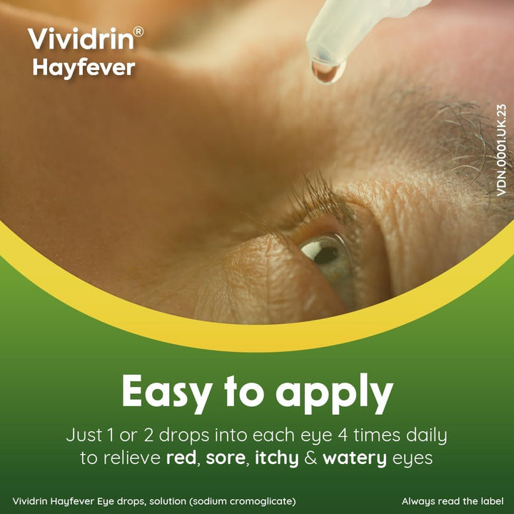 Hayfever Eye Drops, 10Ml, Contains Sodium Cromoglicate for Hayfever Relief, Allergy Eye Drops for Itchy Eyes, Watery, Red, Sore and Puffy Eyes, for Adults and Kids