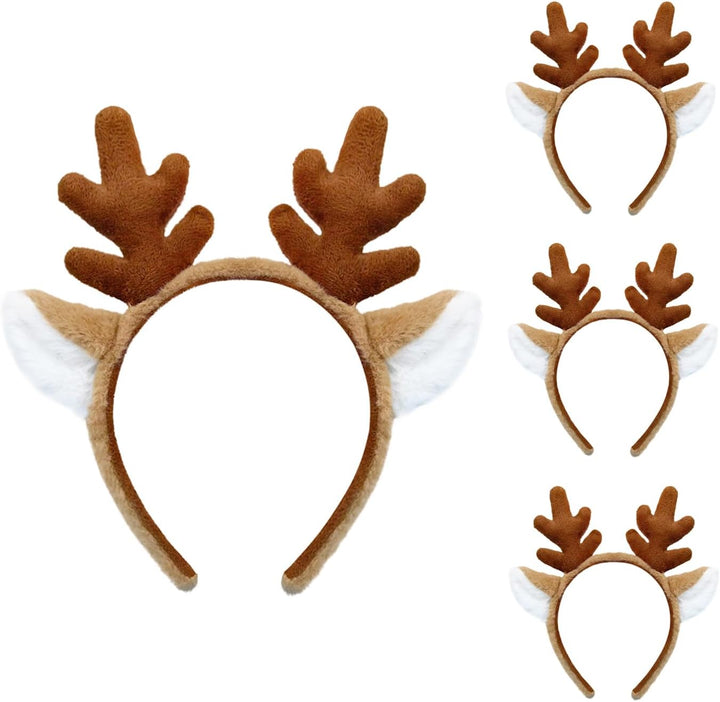 Animal Ears Headband - Reindeer Antlers for Christmas & Halloween, Dark Brown