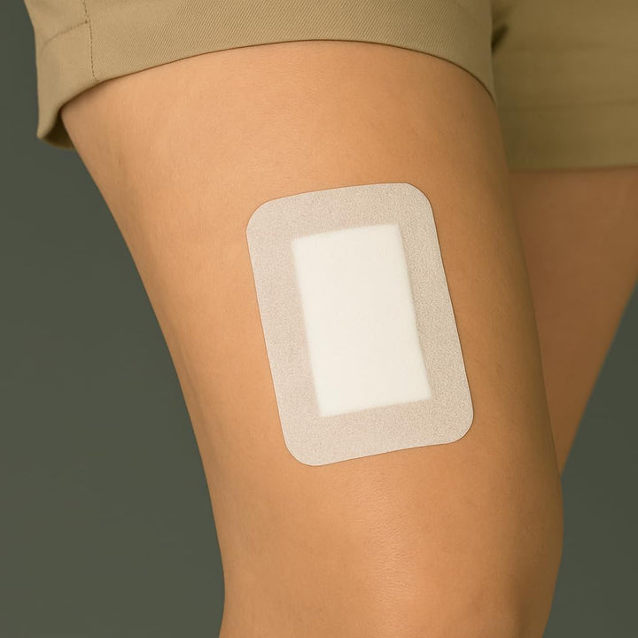 Adhesive Sterile Wound Dressings **Box of 25**- Suitable for Cuts and Grazes, Diabetic Leg Ulcers, Venous Leg Ulcers, Small Pressure Sores First Aid Plaster. (10Cm X 6Cm)