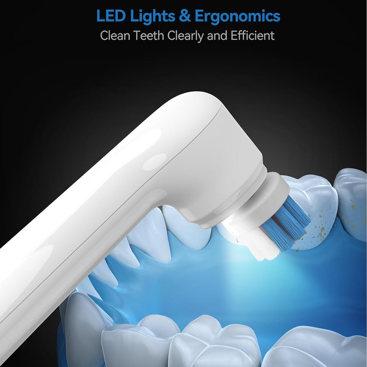 Tooth Polisher Plaque Remover for Teeth Whitening with 5 Modes & 5 Heads | Teeth Stain Remover for Plaque Removal | 3 Polishing Paste and LED Light