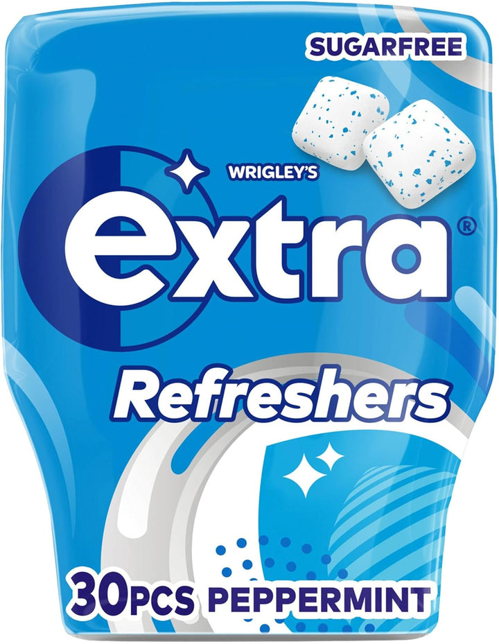 Wrigley'S Extra Refreshers Chewing Gum, Peppermint Flavour, 1X Pack of 30 Cube Pieces, Sugar Free Chewing Gum Bottle with Xylitol